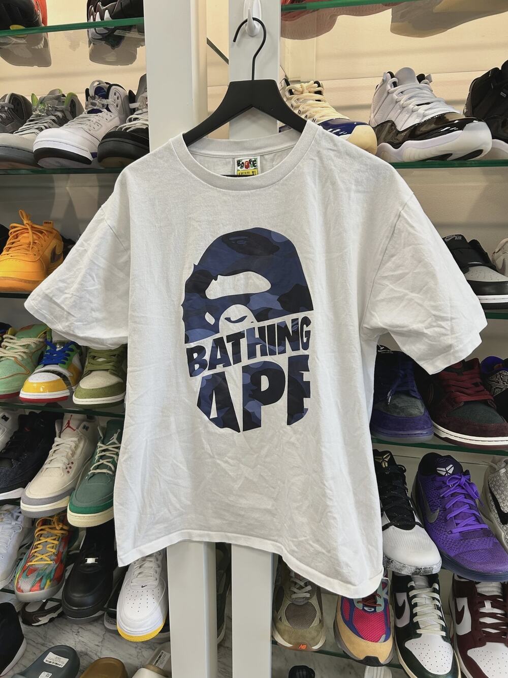 BAPE Color Camo Peek Ape Head T Shirt Tee Blue White sz XL SF